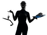 woman snorkeler swimmer silhouette