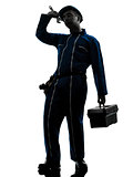 repair man worker tired fatigue silhouette