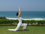 woman yoga seaside