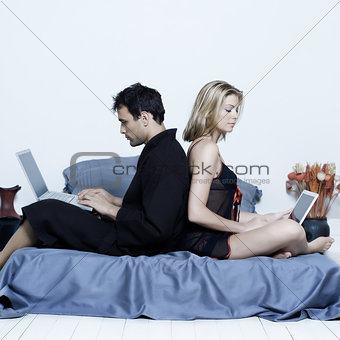 young couple in a bed