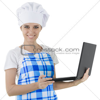 Woman Cook with Laptop