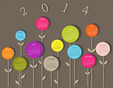 Calendar for 2014 year with flowers
