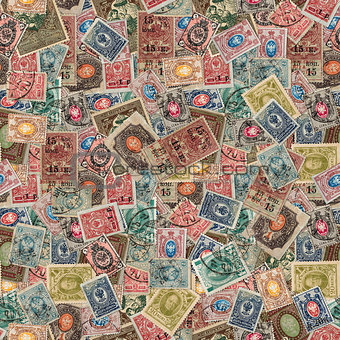 Seamless Texture of Postage Stamps.