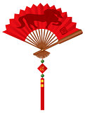 2014 Chinese Fan with Horse Illustration
