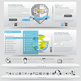 Website template design menu navigation elements with icons set