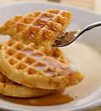 Waffles With Marple Syrup And Honey