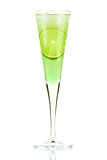 Mint Champagne alcohol cocktail with lime slice