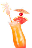 Red tropical alcohol cocktail