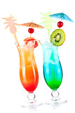 Two tropical alcohol cocktails