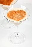 Milk alcohol cocktail with heart decoration