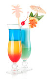 Two tropical cocktails with decoration