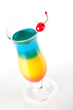 Layered tropical cocktail with maraschino