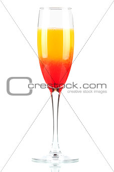 Alcohol cocktail with orange juice and grenadine