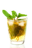 Alcohol cocktail with whiskey and mint