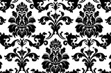 Vector. Seamless damask pattern. Fabric swatch. Black and white.