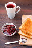 Toast and strawberry jam