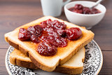 Toast with strawberry jam
