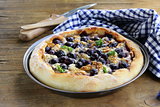 homemade pie  (galette) with grapes and blue cheese