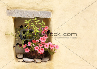 Flowerpot with petunias