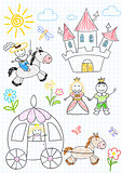 Vector sketches with happy princes and princesses