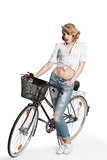 casual woman with bicycle 
