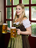 Oktoberfest waitress serving beer