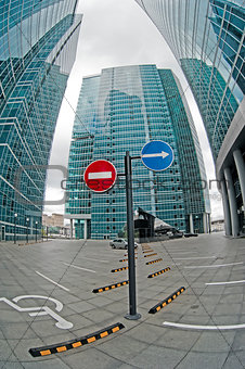 Parking spaces of office buildings. Moscow City.