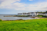 View of harbour and town Port Charlotte on Isle of Islay