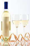 Bottle of white wine and wine glasses