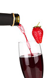 Wine collection - Strawberry champagne pouring down from a bottl