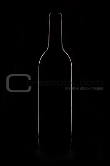 Wine bottle outline on black