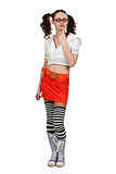 girl in striped socks