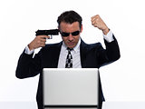 man hacker computing white collar crime
