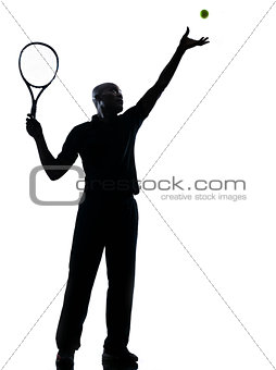 man tennis player at service