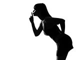 stylish silhouette woman portrait husing silence