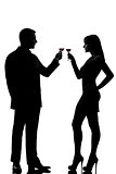 one couple man and woman drinking red wine toasting