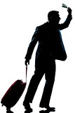 silhouette man business traveler  hurrying late 
