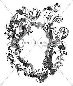 Vintage border frame engraving baroque vector