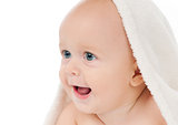 Portrait of baby on a white background