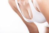 Woman breast in bodice