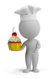 3d small people - confectioner with cupcake
