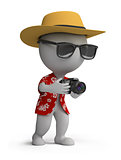 3d small people - tourist with a camera