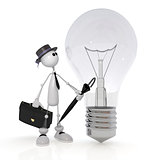 The 3D little man with a bulb.