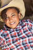 Happy Mixed Race African American Girl Child Cowboy Hat