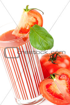 Fresh tomato juice with basil