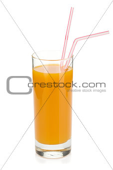 Peach juice in a glass