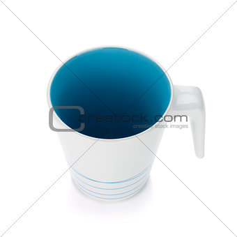 White mug, blue inside