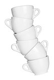 Six white coffee cups