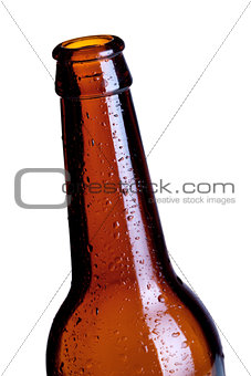 Empty beer bottle closeup