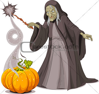 Witch casts a spell